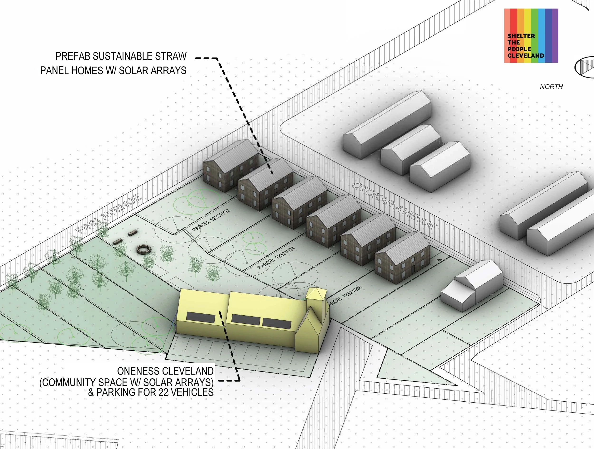 Axonometric Site Plan affordable, modular, sustainable homes