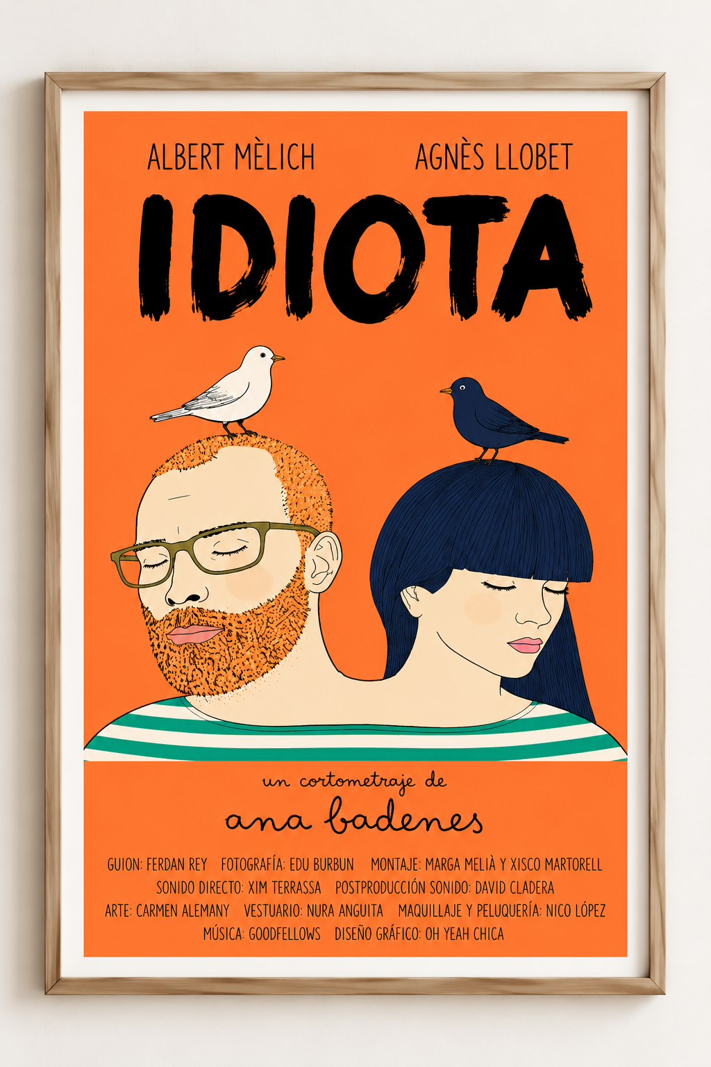 Póster ilustrado «Idiota» con aves.png