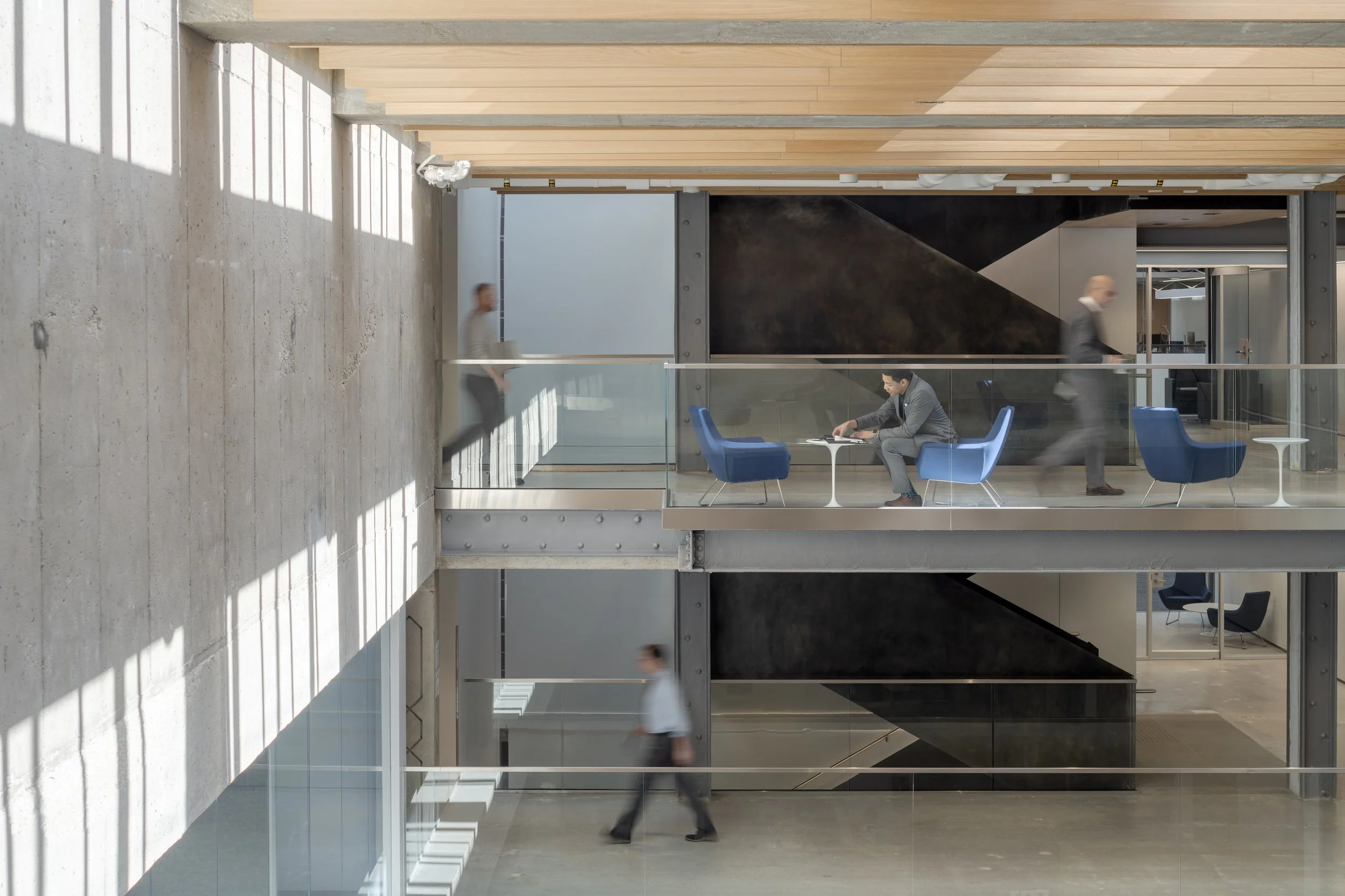 Keller's Social Stairs received a Citation of Merit from AIA Chicago. The stair is highly visible, and the deep landings provide a place for social interaction between faculty, students, and staff. This strategy is essential to Active Design Guidelin