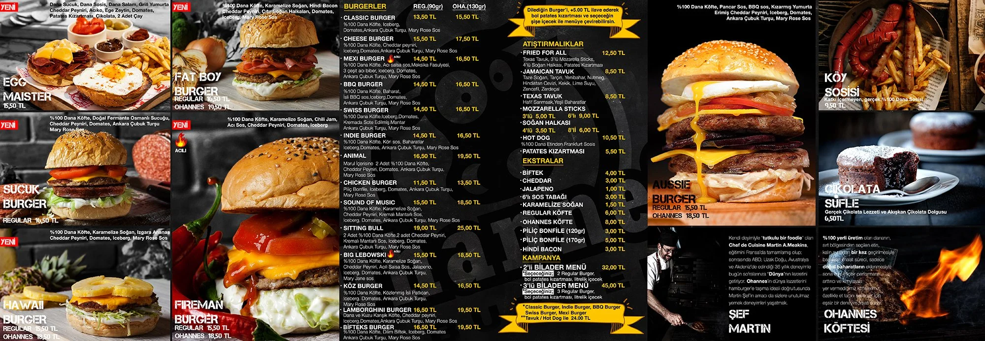 Ohannes Burger Instore Menu Design and Print Service