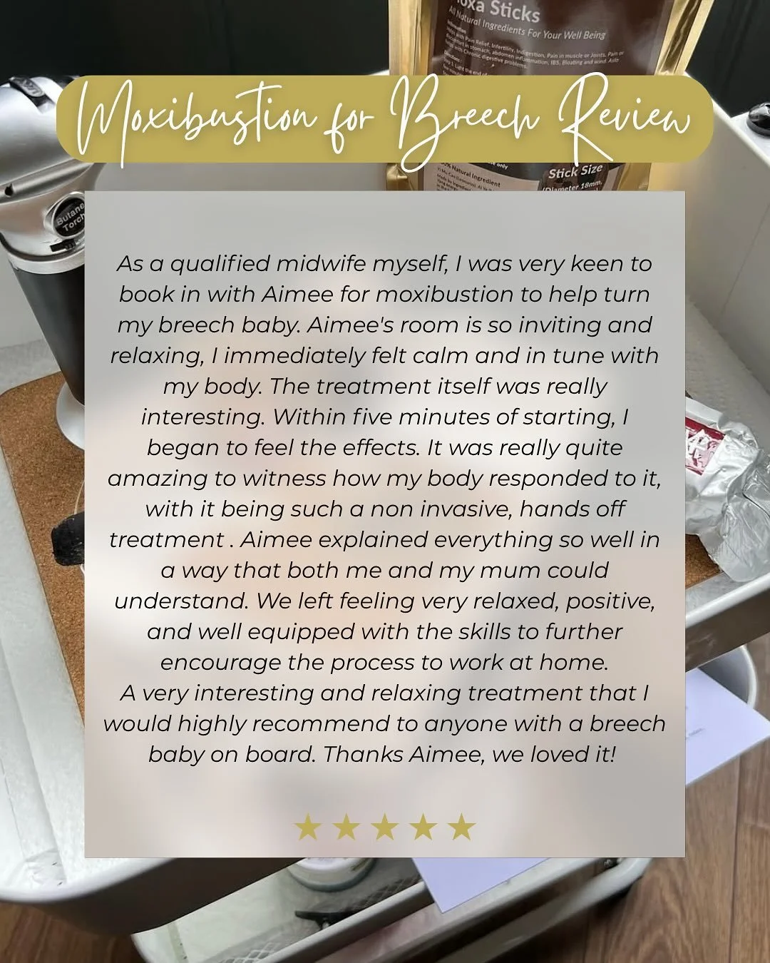 🔥 Moxibustion success this week! On day 2 of this treatment at home, this 35 week baby turned to a cephalic (head down) position 🤩 It was important to still continue the full course to maintain but what a result. I loved this review. 
Breech is wh