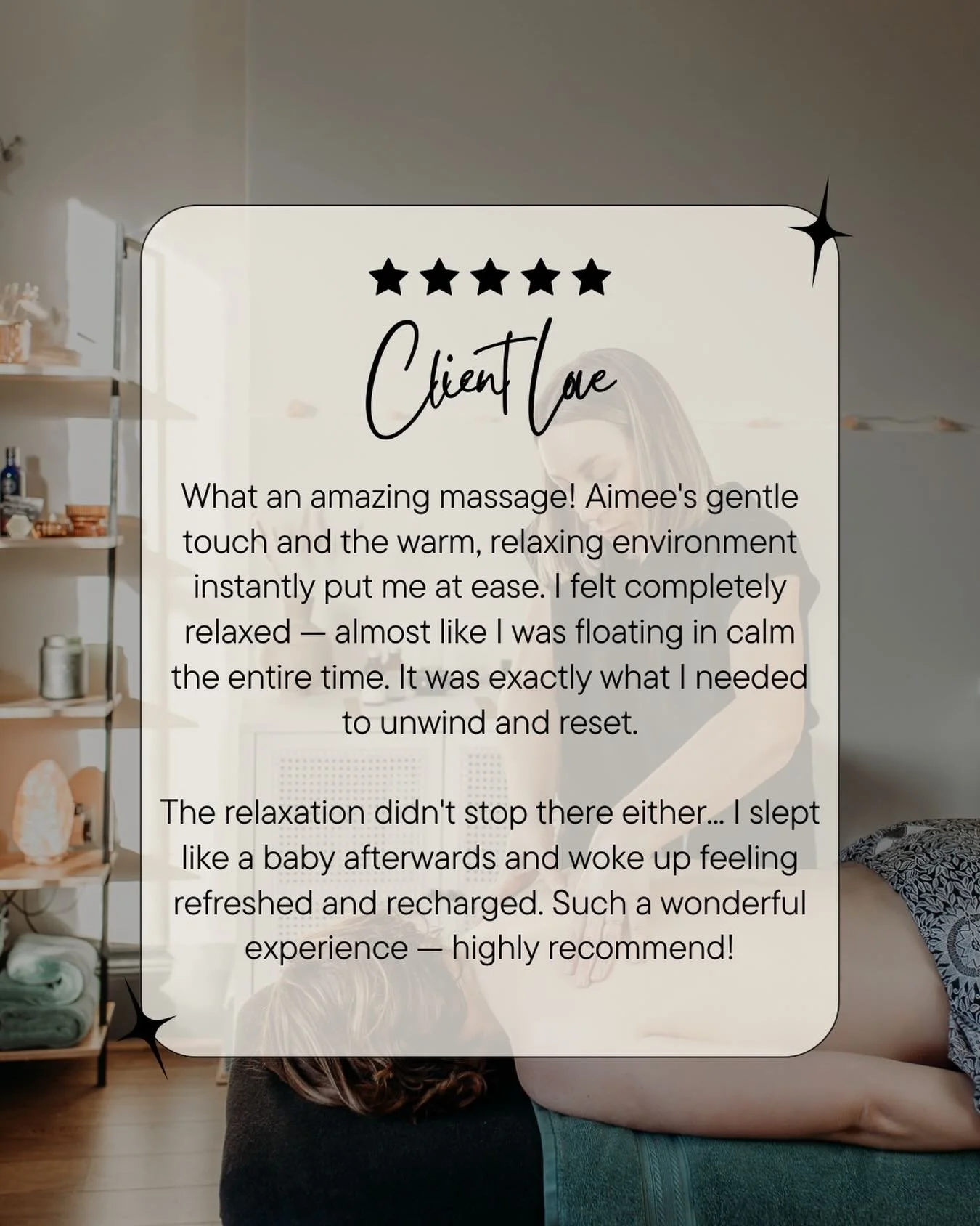 Some recent feedback following &lsquo;The Meno Massage&rsquo; 🫶

If you&rsquo;ve ever wondered why you sleep so well following a restorative massage, it&rsquo;s because massage activates the parasympathetic nervous system (your &lsquo;rest and diges