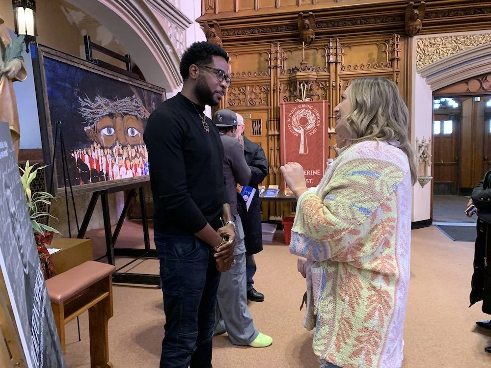 Xavier Ramey (Panel Moderator) chats with Christi Chatman (Director of House of Hope)