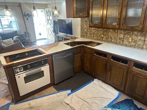 Before: Butcher block counter install.