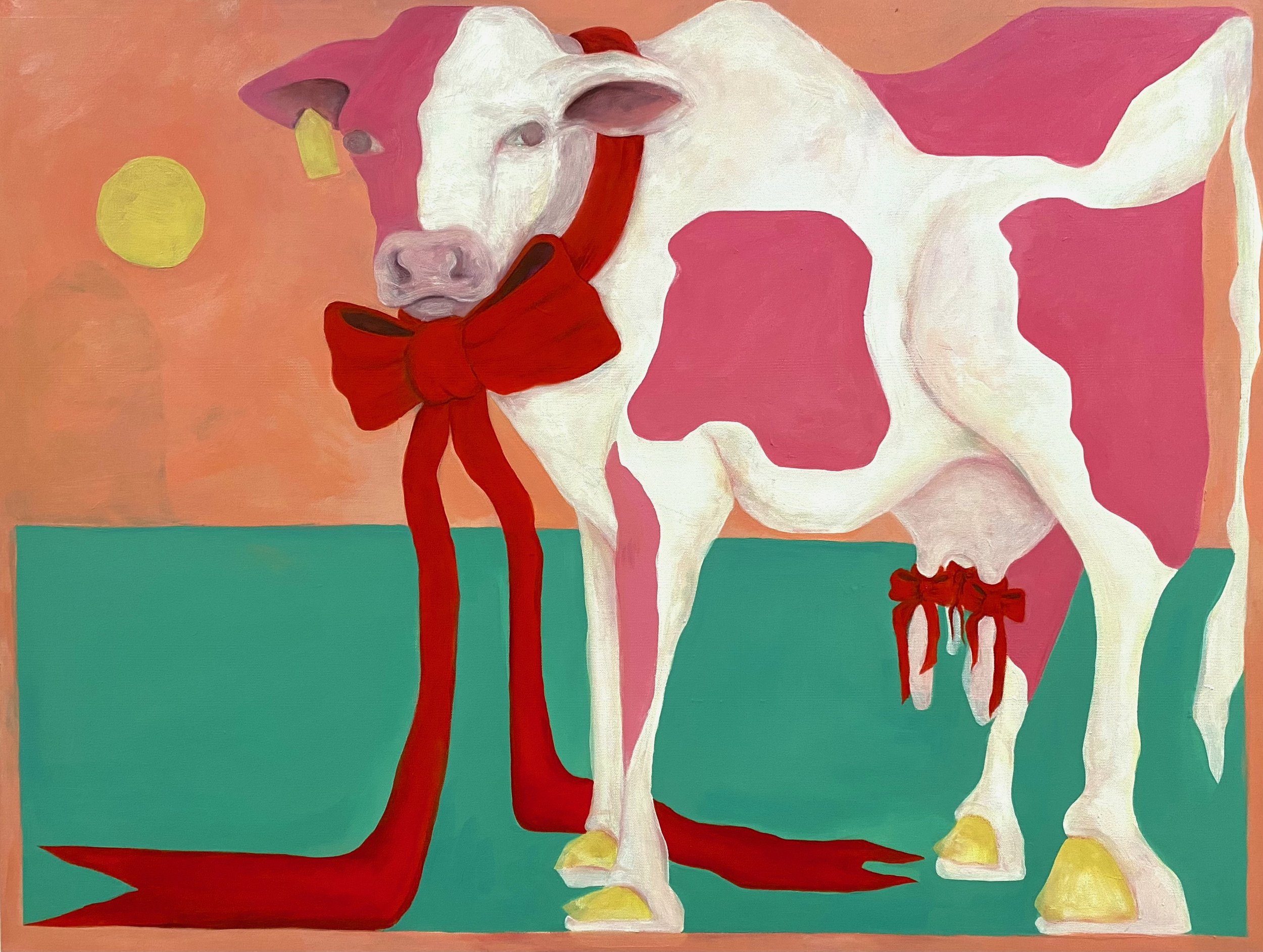 Heffer, acrylic and oil on canvas, 24" x 36" 2024