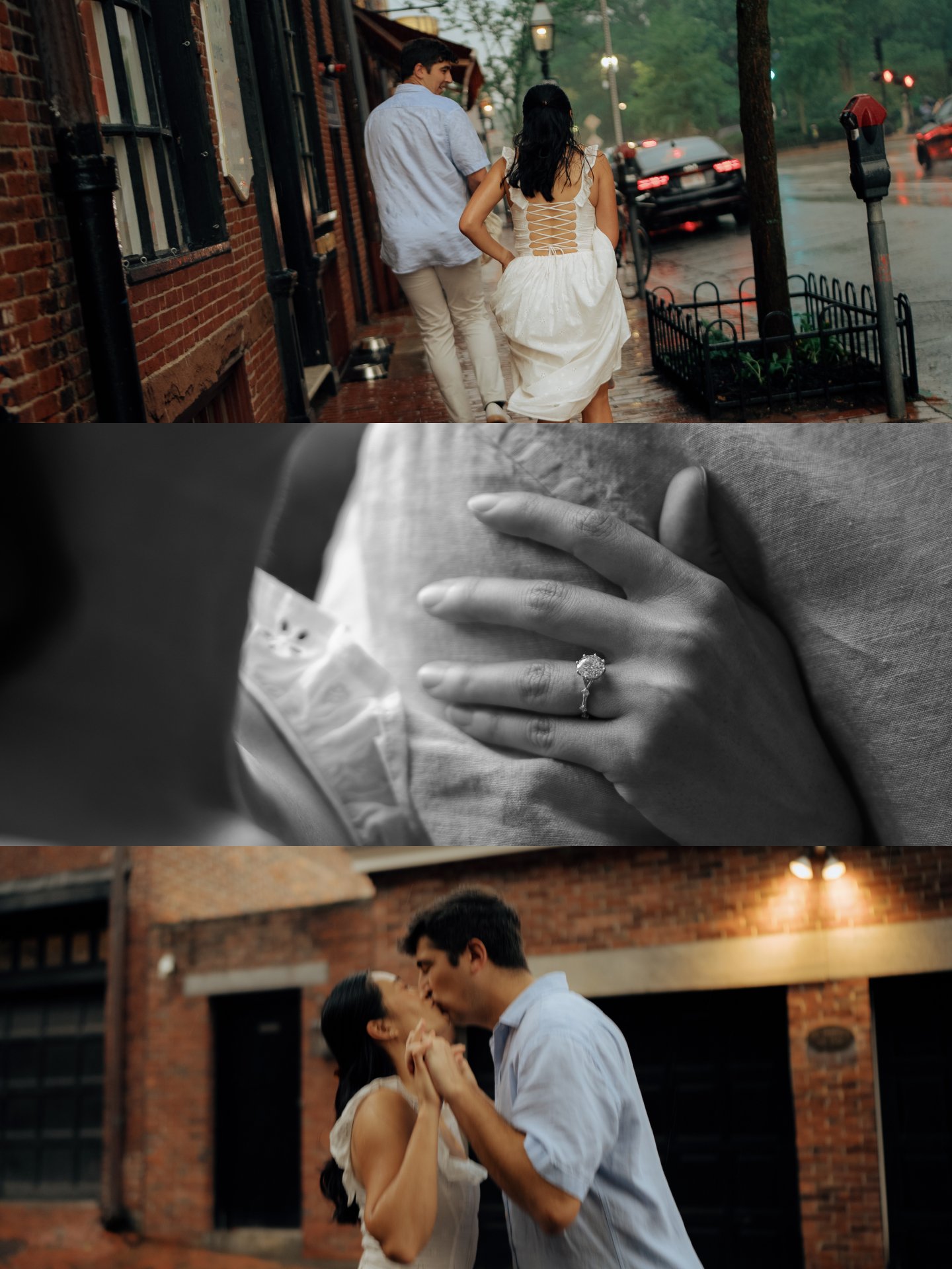 It Started to Rain — A Beacon Hill and Boston Public Garden Engagement Session