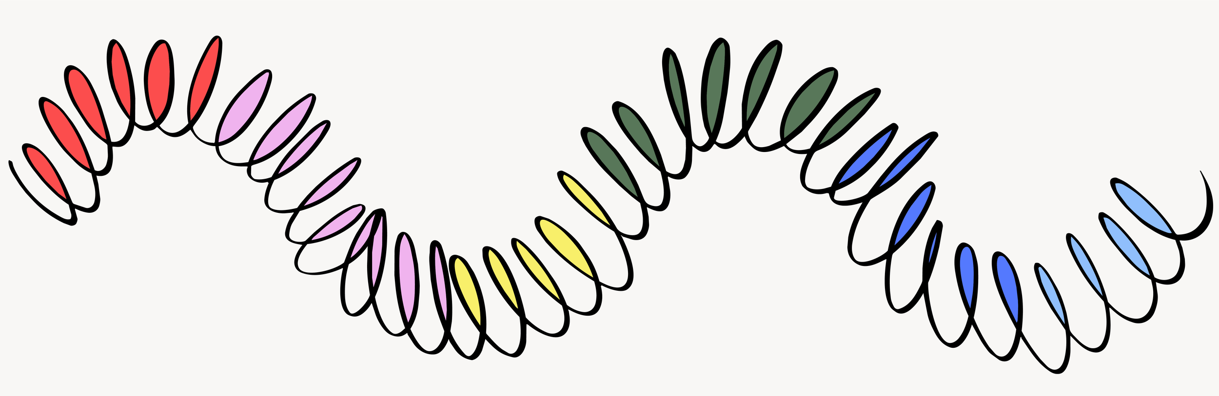 Illustration of a rainbow-colored DNA helix with a light background.