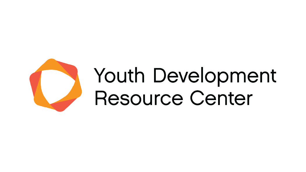 Logo of the Youth Development Resource Center, featuring an abstract orange and red geometric shape to the left of the organization's name.