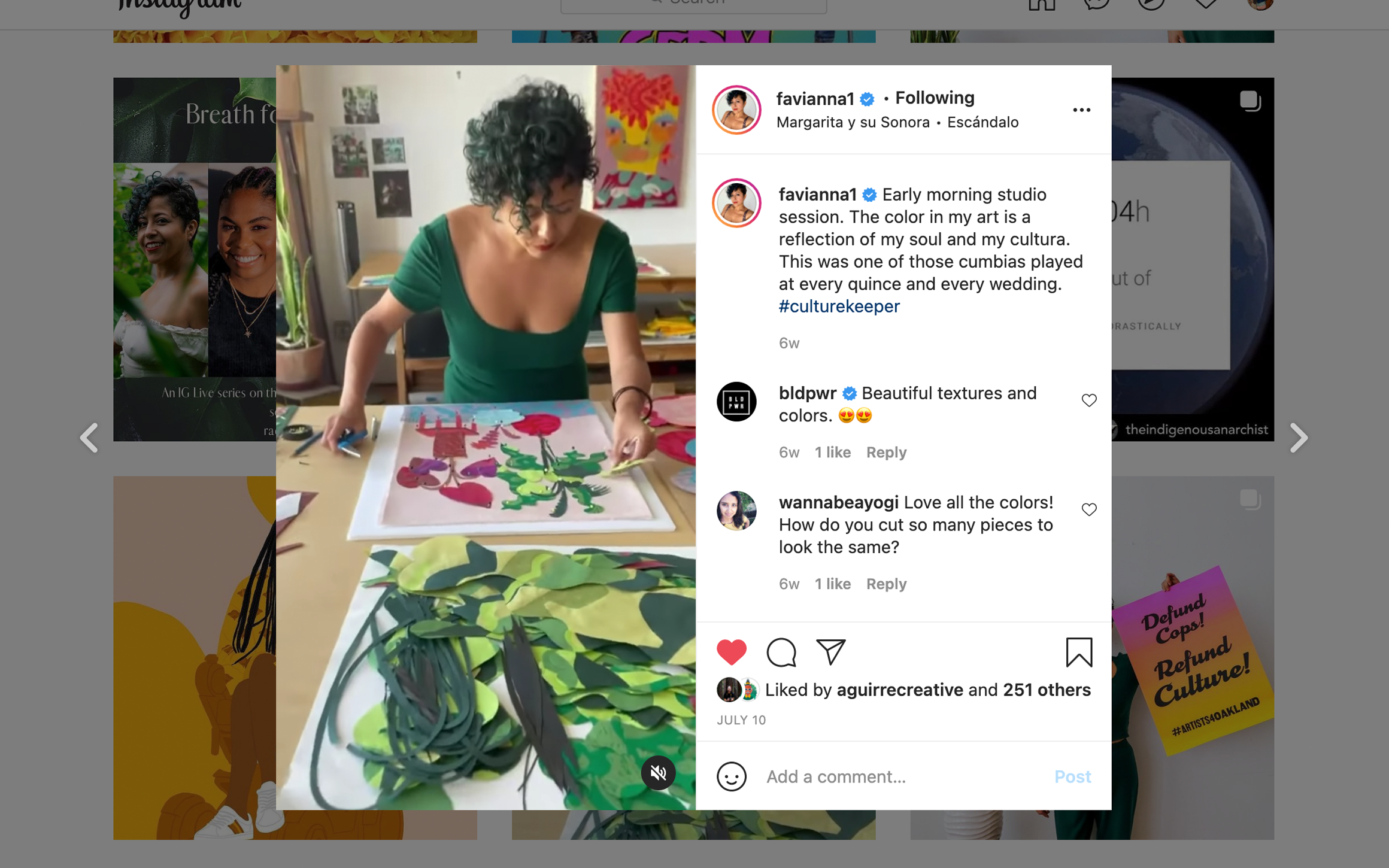 Favianna Rodrigues Studio Session |  Instagram Reel Link