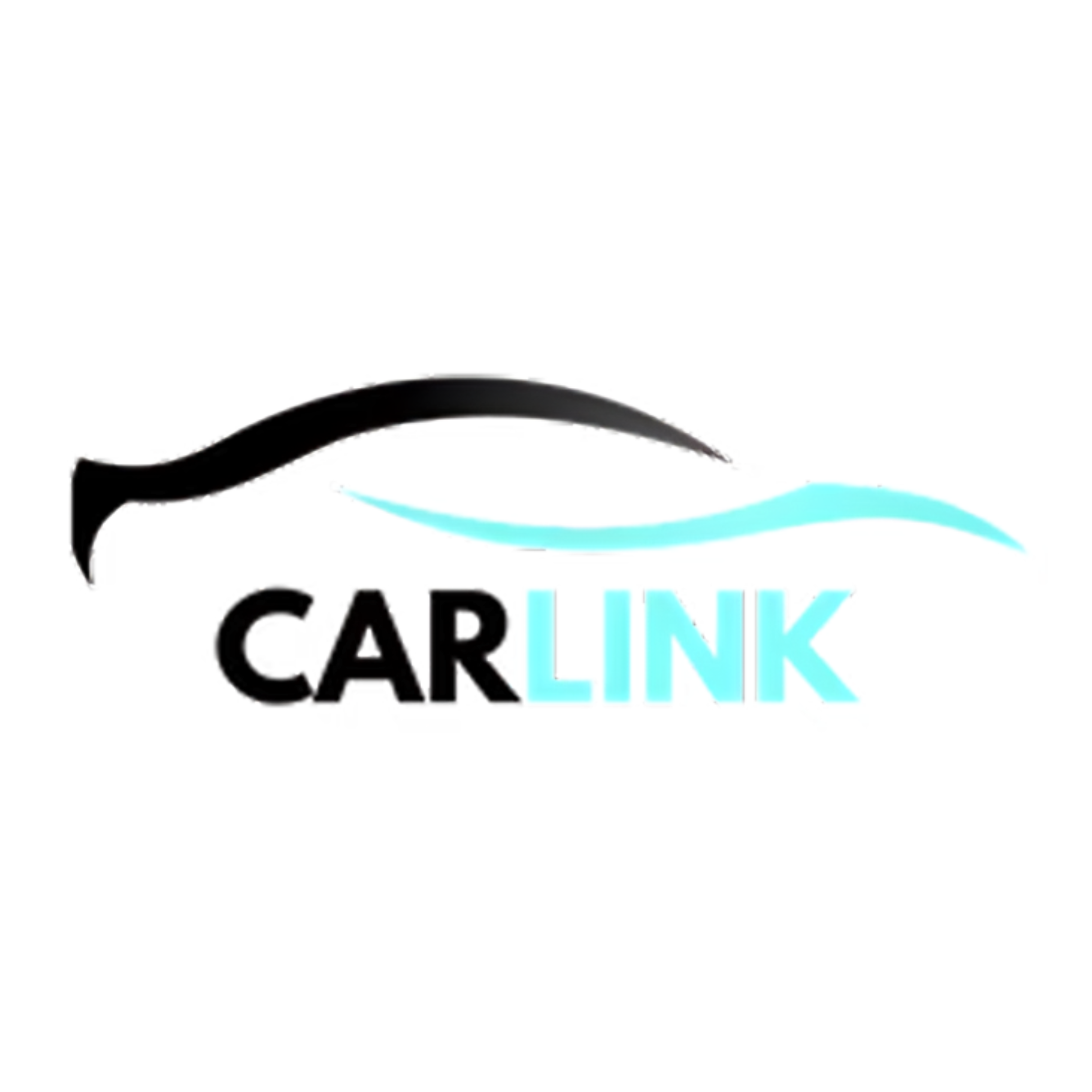 Carlink-logotyp med stiliserad bilkontur i svart och blått.