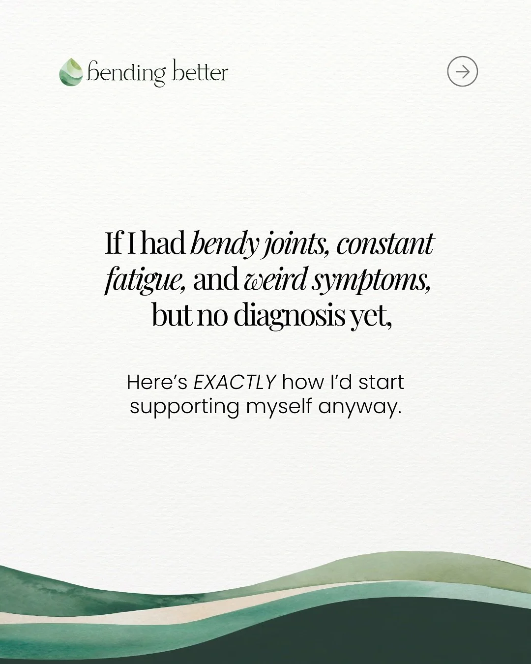 ✨ Start treating yourself like someone you believe. ✨

I had all the symptoms &mdash; and no answers.

Before I was diagnosed with EDS and POTS, I thought maybe it was just stress. But when I started supporting my body like it was real&hellip; things