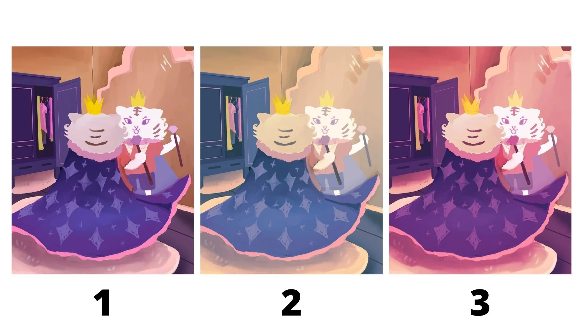 Color studies for Emperor's New Clothes