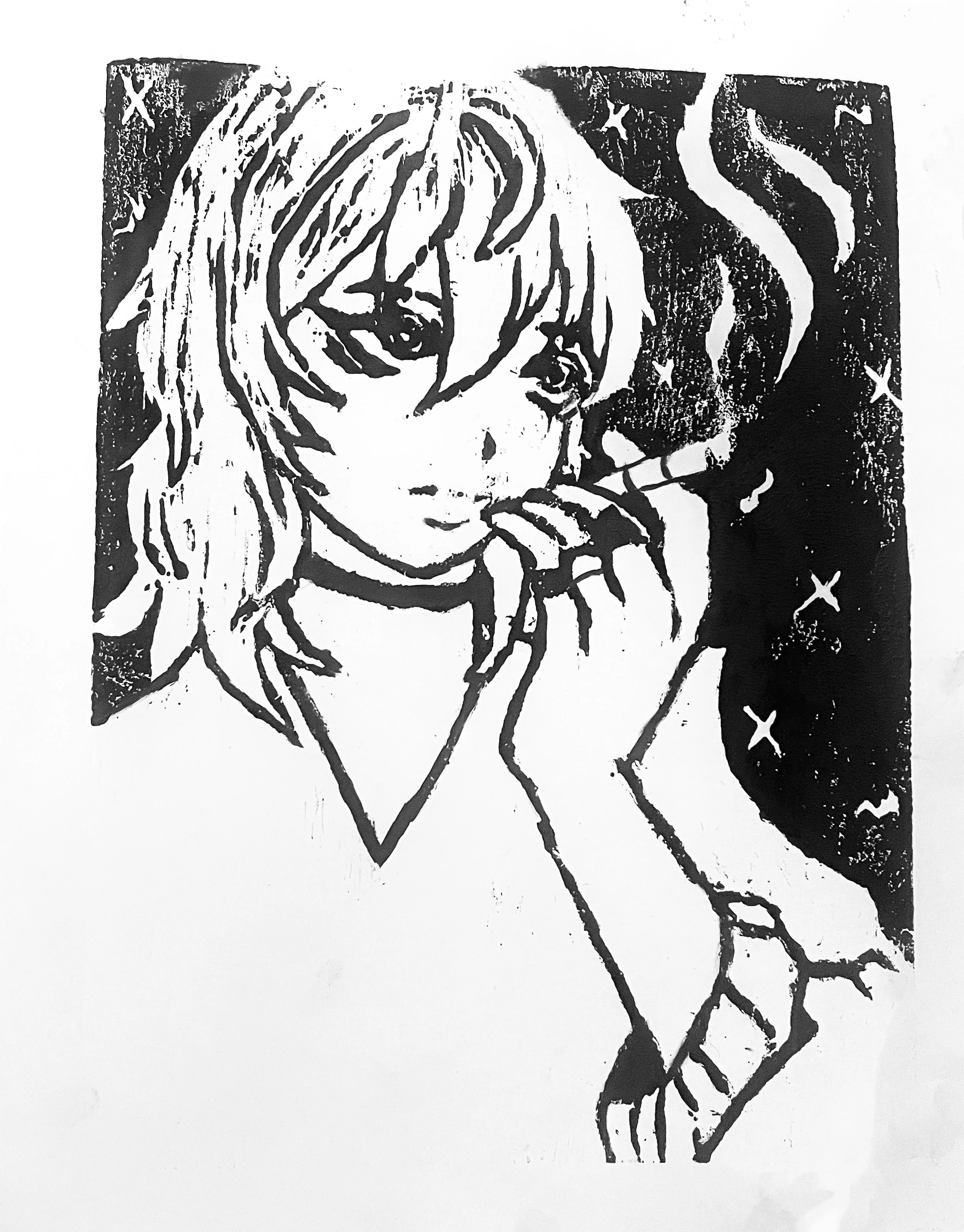 Venus.
Printmaking ink 9 x 12. 
Original character