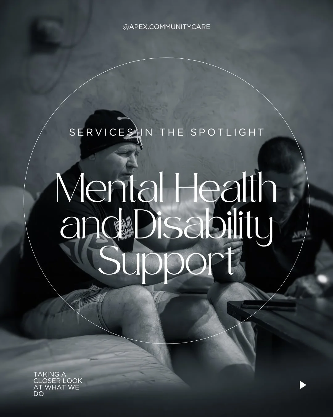 🔦Services in the Spotlight🔦

Day 3: Mental Health and Disability Support 🧠

#mentalhealth #ApexCommunityCare #NDIS #SupportWork #disabilitysupport