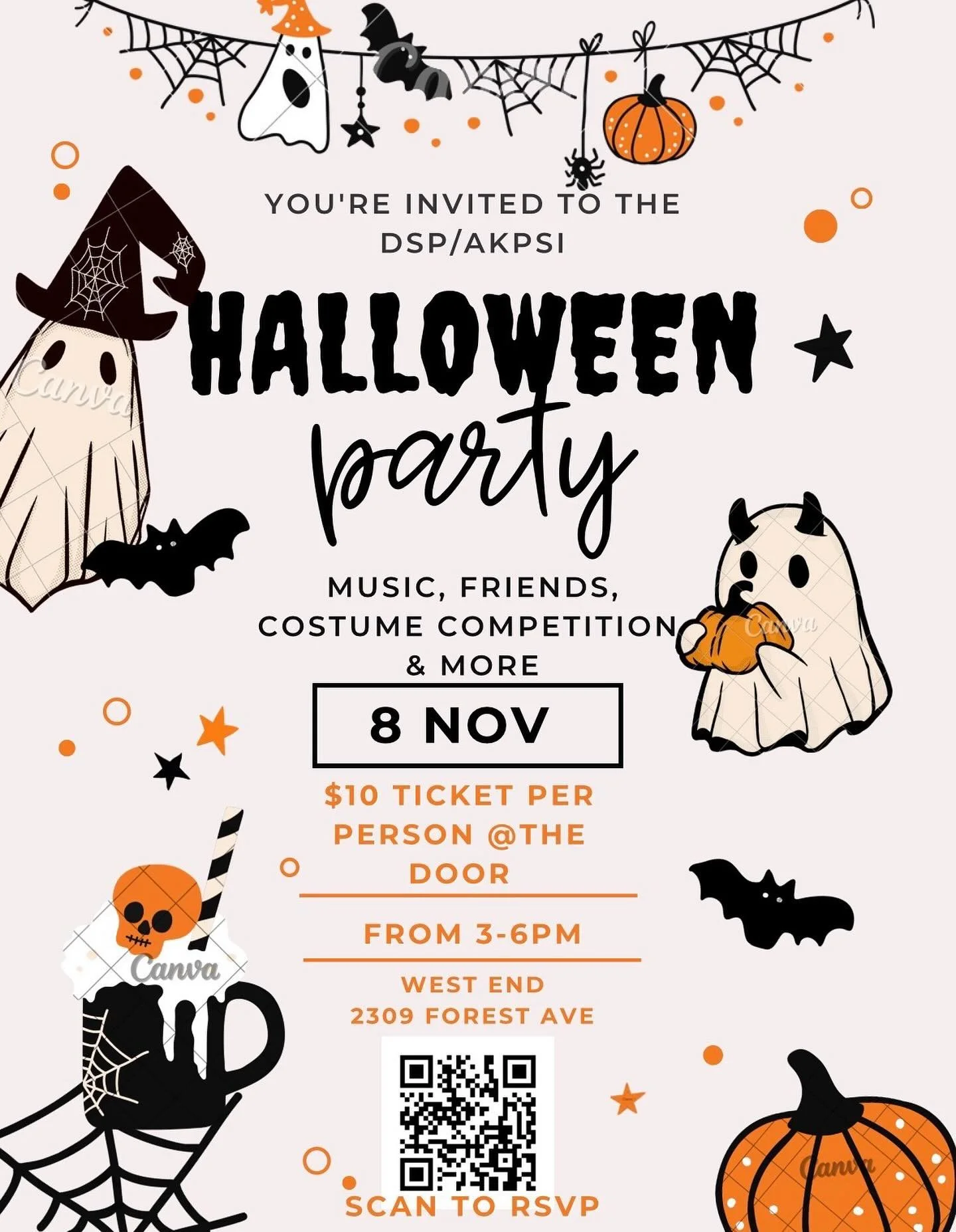 Come join us November 8 for our Halloween party!! 🎃 
Fee is $10 at the door

Sign up via QR code or Link: https://forms.gle/U3mdfsmixEVuidq88

See you all there!!
