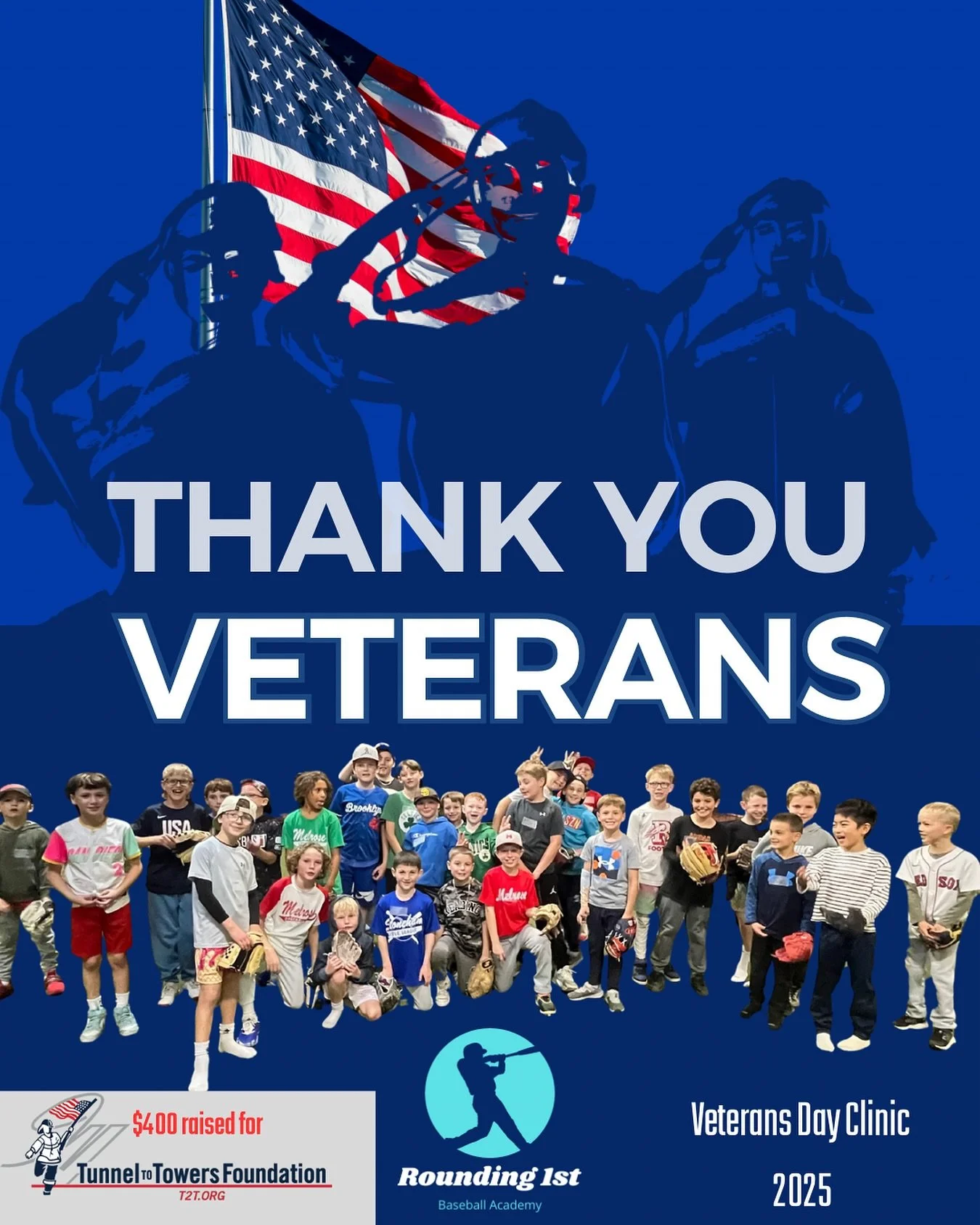 🇺🇸 Veterans Day Clinic Recap 🇺🇸
Our players showed up and worked hard today &mdash; giving their best effort on and off the field. 💪⚾️

We&rsquo;re proud to share that together we raised $400 for the Tunnel to Towers Foundation, supporting those