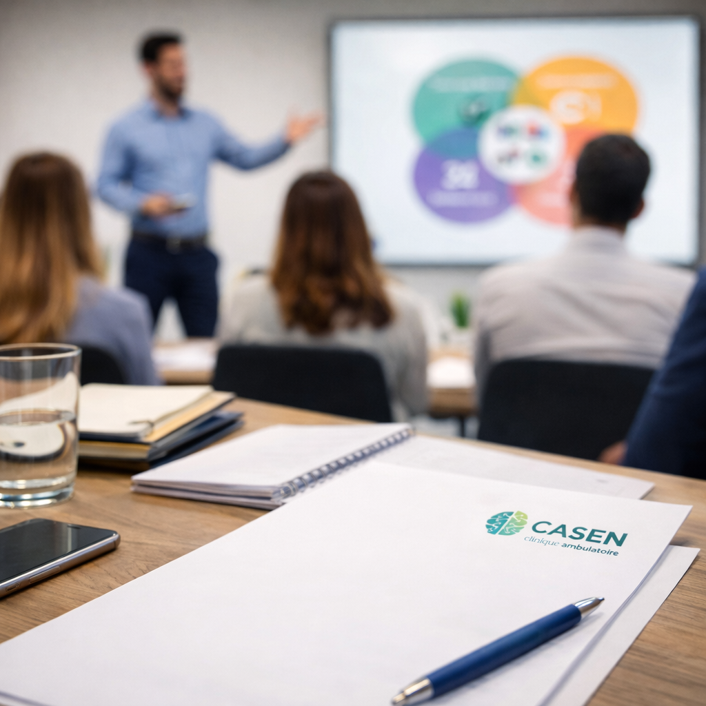 Un professionnel de CASEN qui offre une formation à des enseignants en milieu scolaire