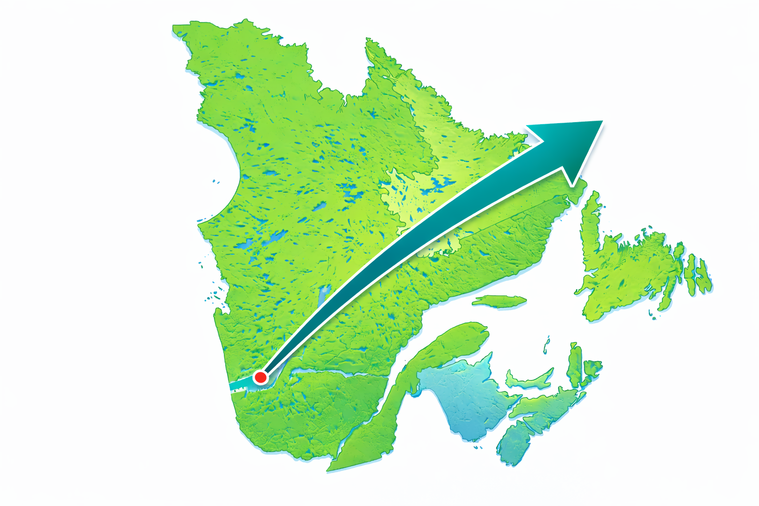 Couverture géographique de CASEN, qui s'étend de la Gaspésie, aux Iles-de-la-Madeleine, à Kujuaak et à Fermont