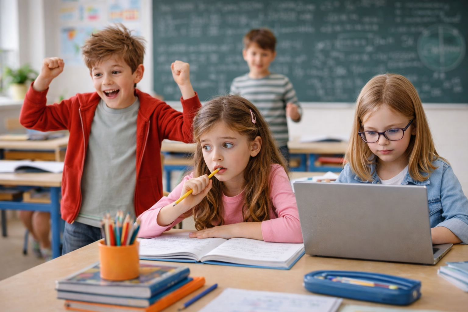 Des élèves en milieu scolaire qui montrent plusieurs besoins variés