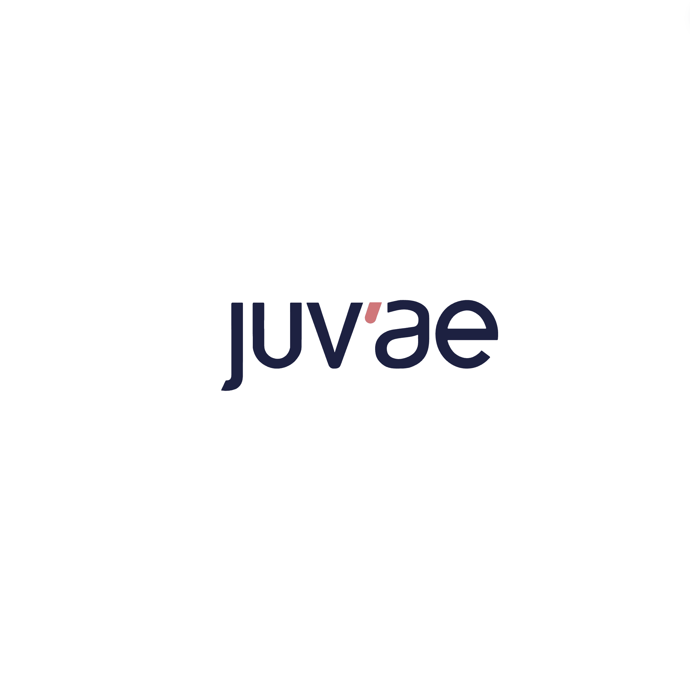 The word 'juv'ae' written in lowercase with a stylized apostrophe, on a white background, in dark blue font.