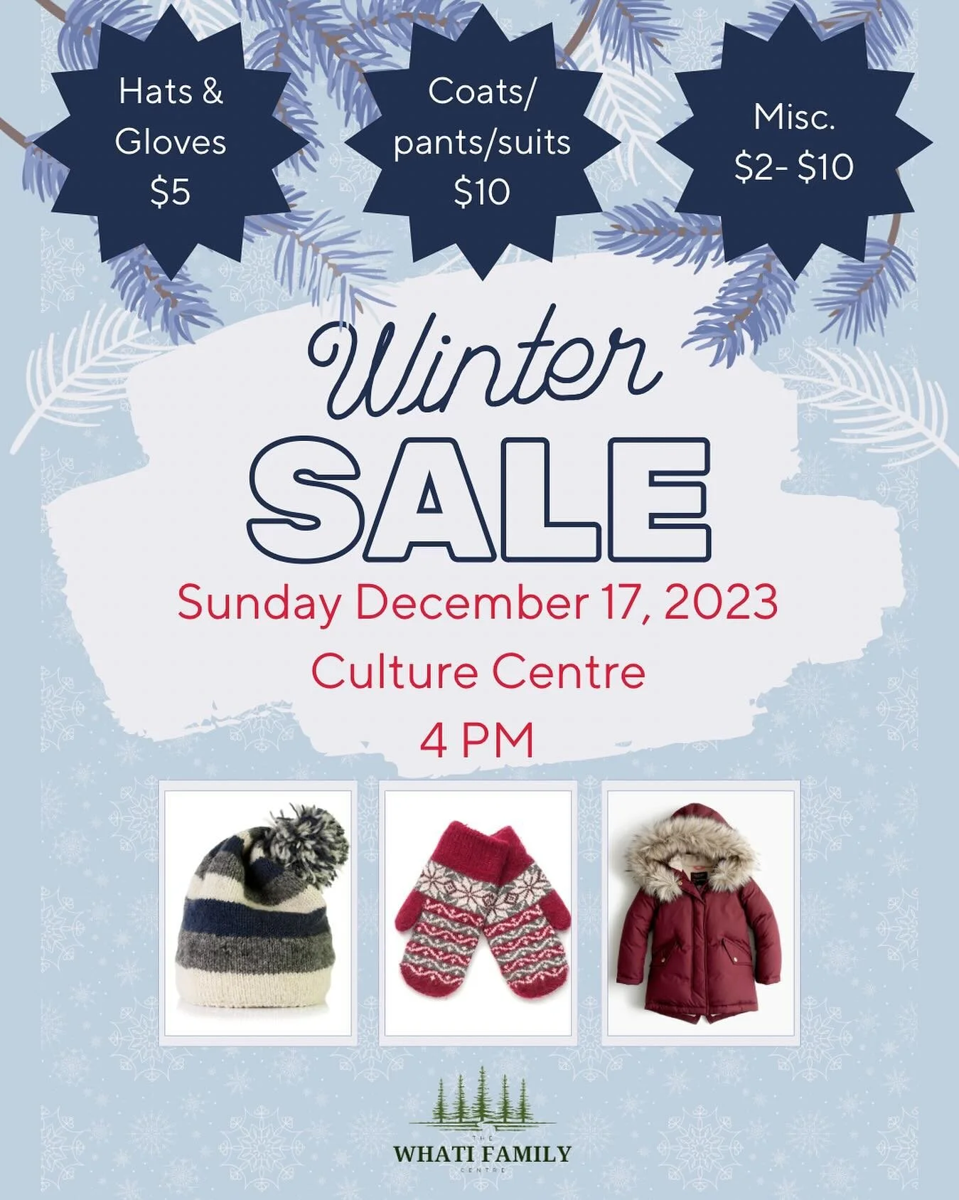 ❄️ Winter Sale on Sunday December 17th, 2023 ❄️
- Gently used or new discounted winter gear! 
- Pictures of items will be posted Dec 16, 2023.