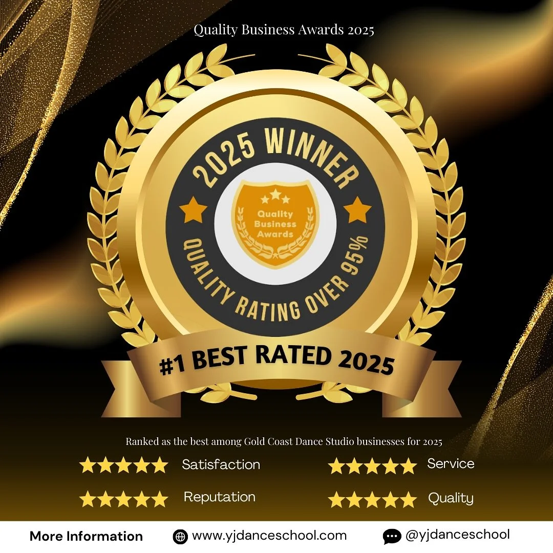 YJ Dance School (Gold Coast) has been selected as The Best Dance Studio in Gold Coast, QLD for 2025 by achieving an overall quality score of 95% or greater 🎉

🖥️Quality Business Awards 

🔗Article Link
https://qualitybusinessawards.com.au/2025/the-