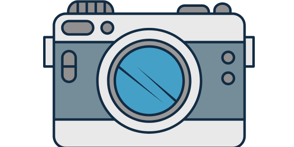 Camera illustration representing property marketing photography.