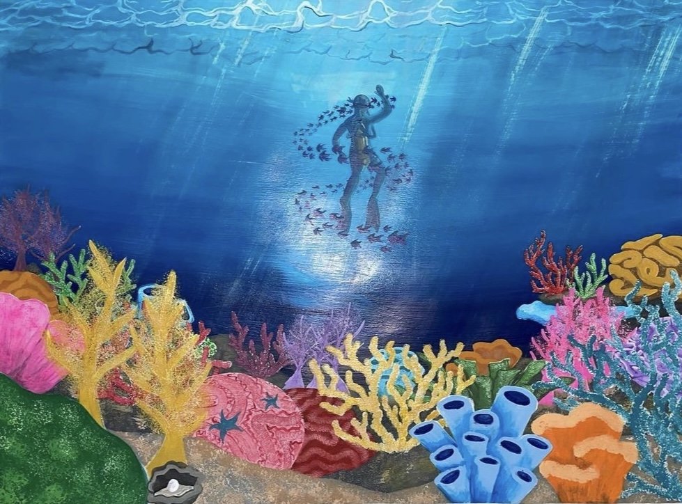 Coral Depth - Created with acrylic paint.