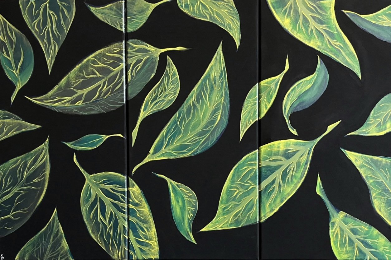 In the Wind - Created with Acrylic on 3 canvas that can be spaced out.