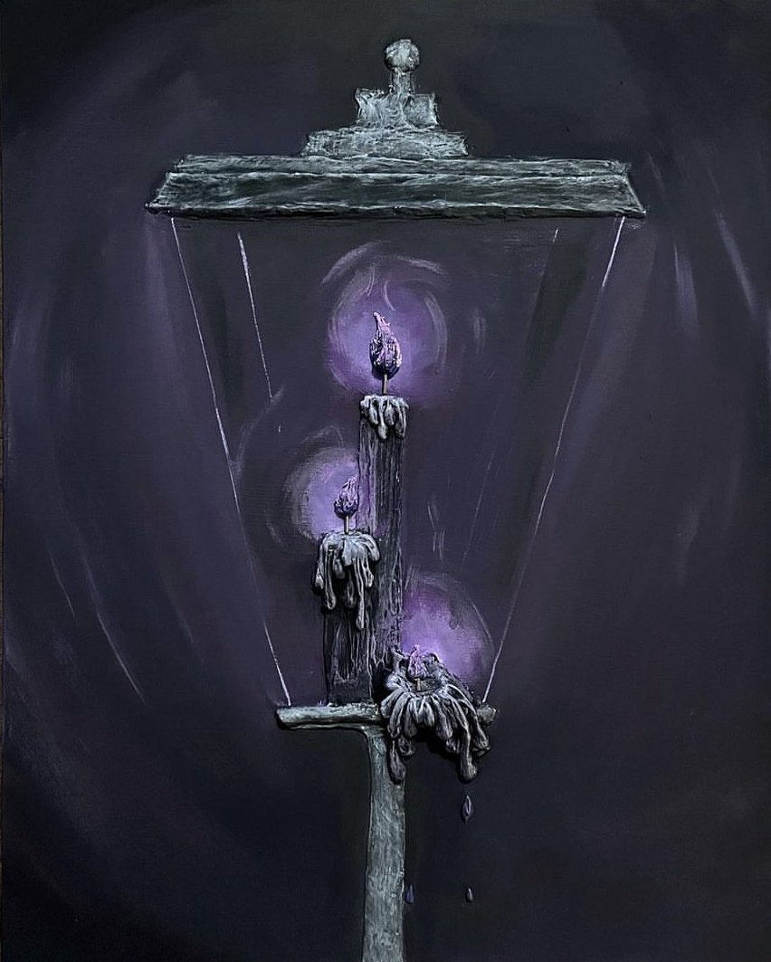 In The Darkness - Created with acrylic paint, toothpicks, and spackling.