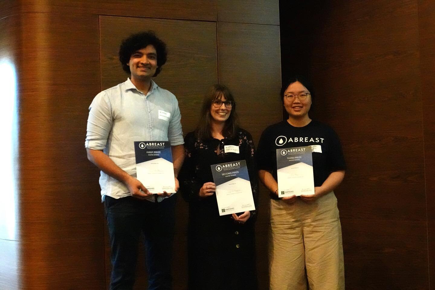 Huge congrats to the student poster prize winners at #ABREAST2023 Kindly sponsored by Nutrients