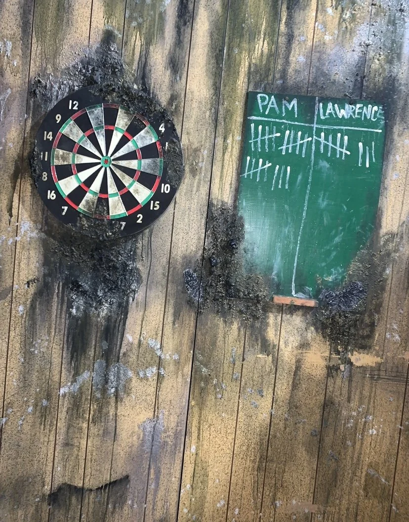 Distressed set piece with spray foam mold