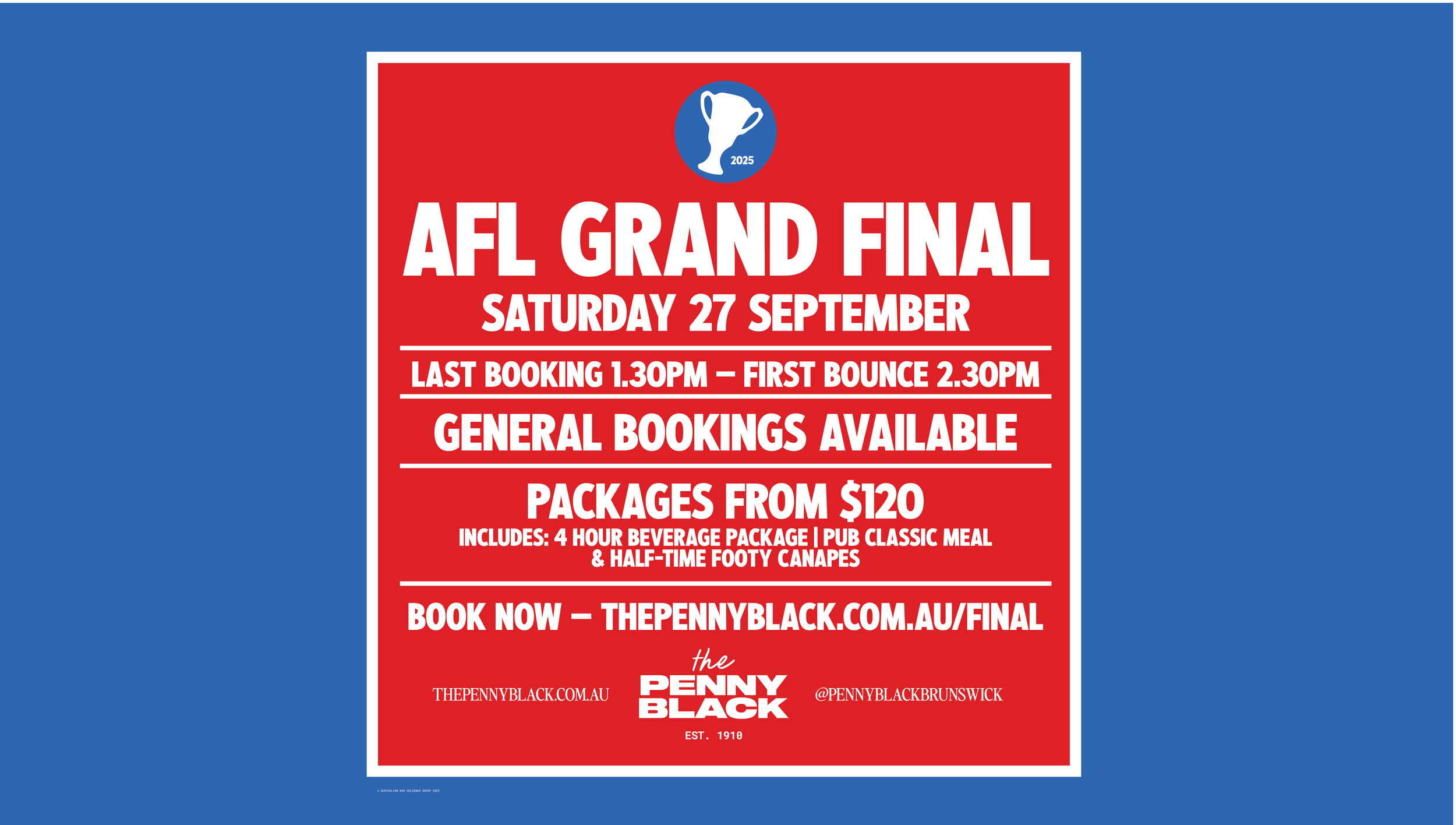 AFL GRAND FINAL DAY AT THE PENNY BLACK