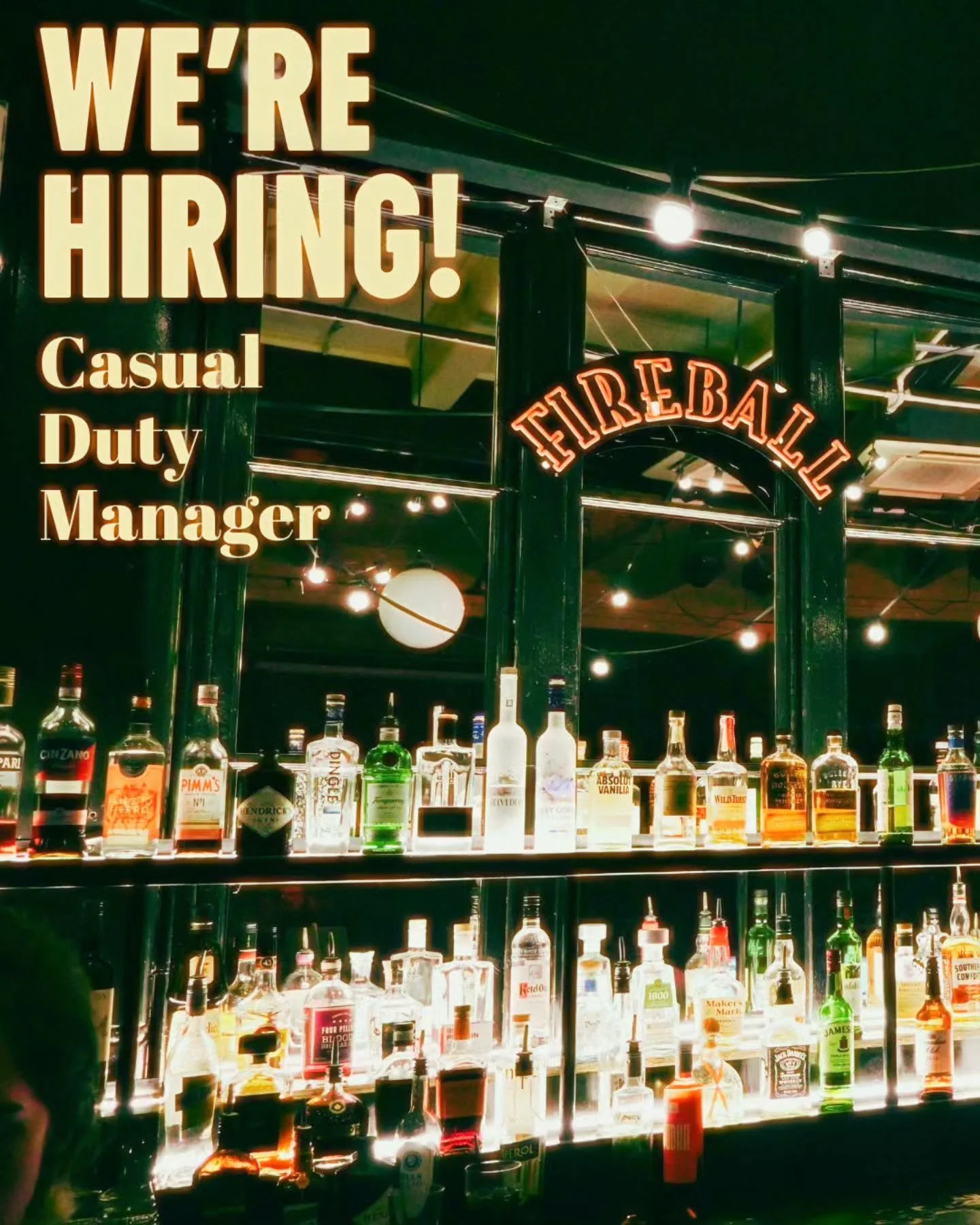 We&rsquo;re on the lookout for a solid all-rounder who knows their way around a busy hospo venue and can lead from the floor.

You&rsquo;ll be great if you have:

 - Experience managing busy bars and/or hospo spaces
 - Proven leadership skills (calm,