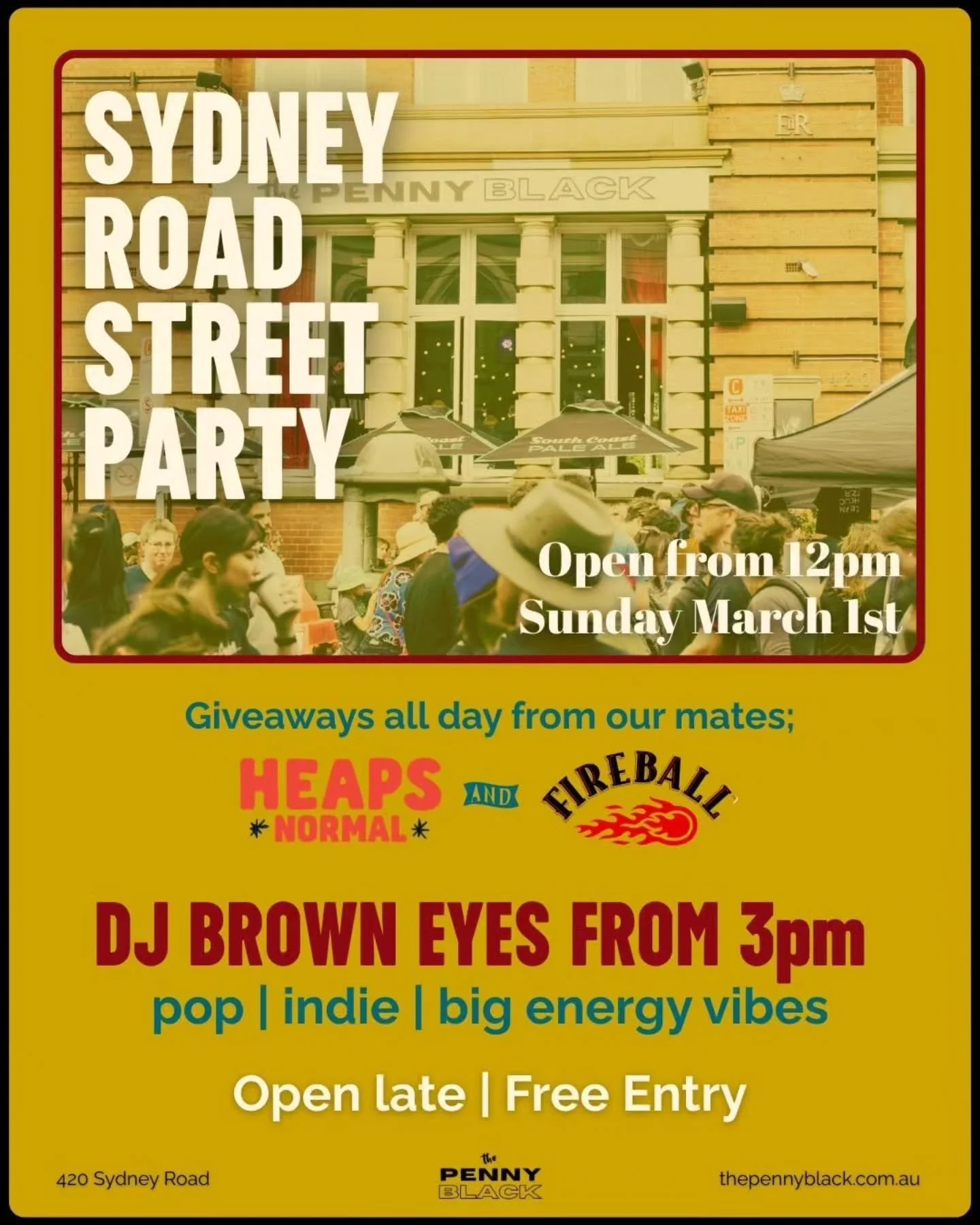 One of Brunswick's most iconic events is coming up on Sunday March 1st!
We'll be open all day with our good mates at @heapsnormal and @fireball_au churning out giveaways 🥫🔥🙌
Then DJ Brown Eyes hits the decks at 3pm so when the festival wraps up, t