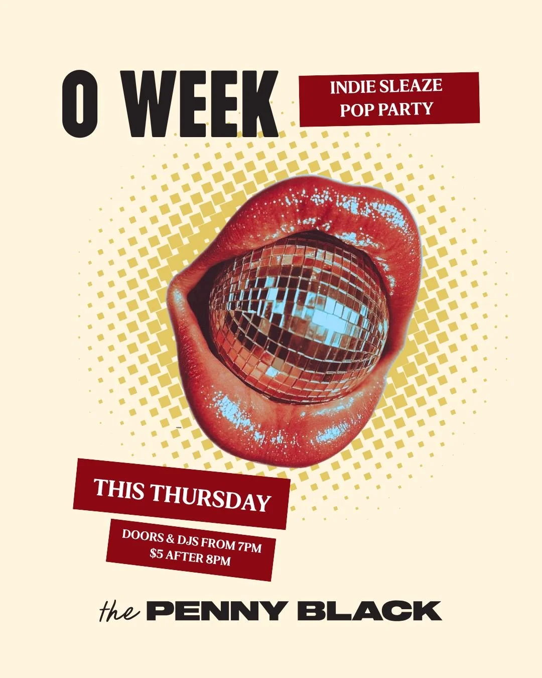O-WEEK = INDIE SLEAZE POP PARTY THIS THU 26 FEB 🎉
Indie bangers. Pop chaos. 
Doors + DJ from 7PM. $5 after 8.
Bring mates. Lose your voice. Make it messy.
Tix available on website - link in bio.