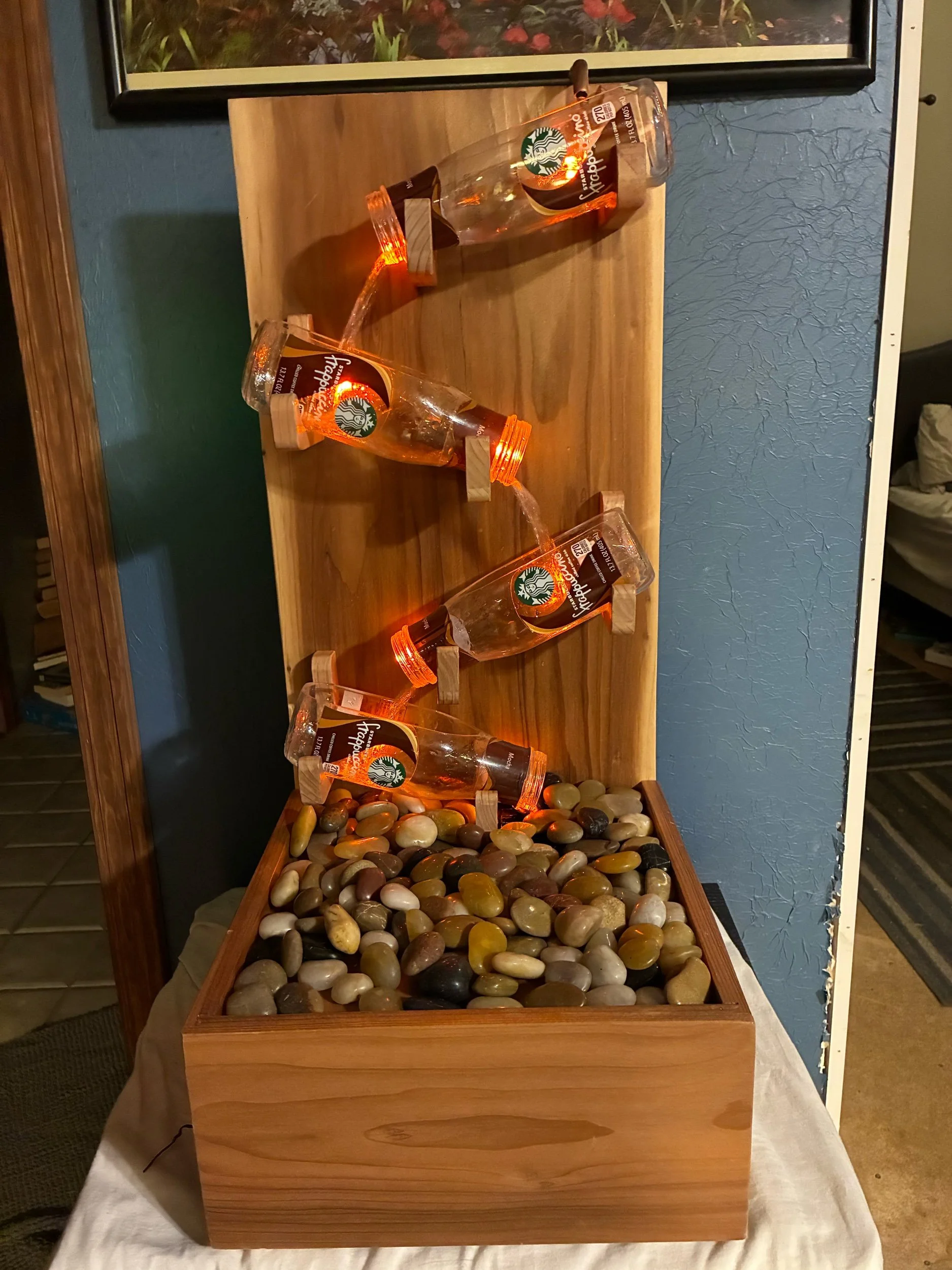 This handmade Frappuccino bottle water fountain serves as an exceptional bar decor gift and unique birthday present for any beer enthusiast or collector.