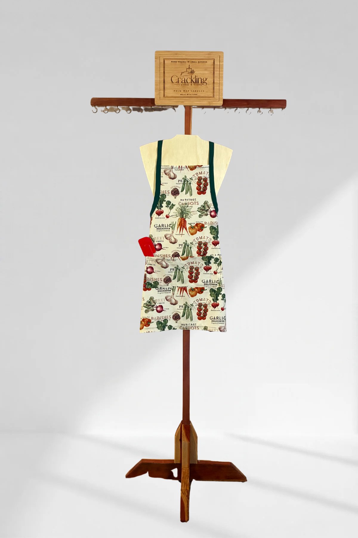 Handmade Vegetable Garden Print Adult Apron with Pocket
