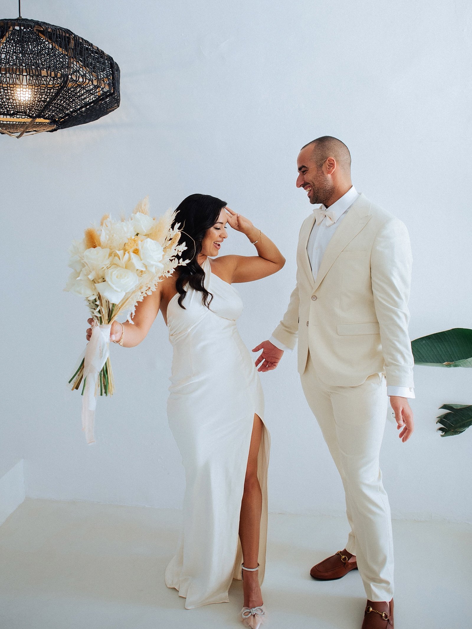 groom sees the bride for the first time in santorini elopement.JPG