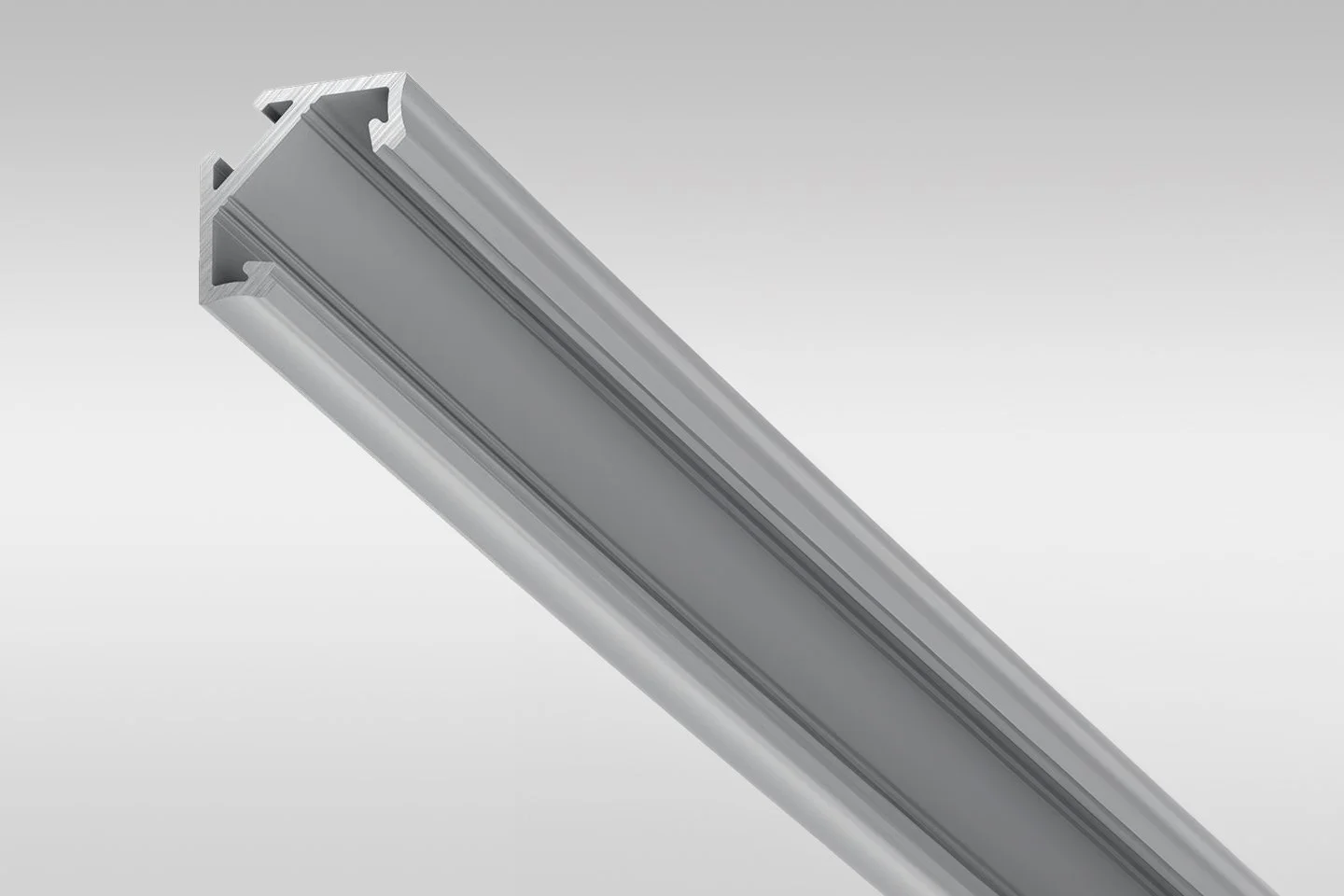 Close-up view of a modern aluminum LED linear light fixture.