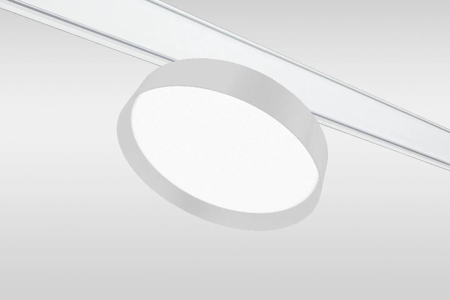 Modern, circular, white ceiling light fixture