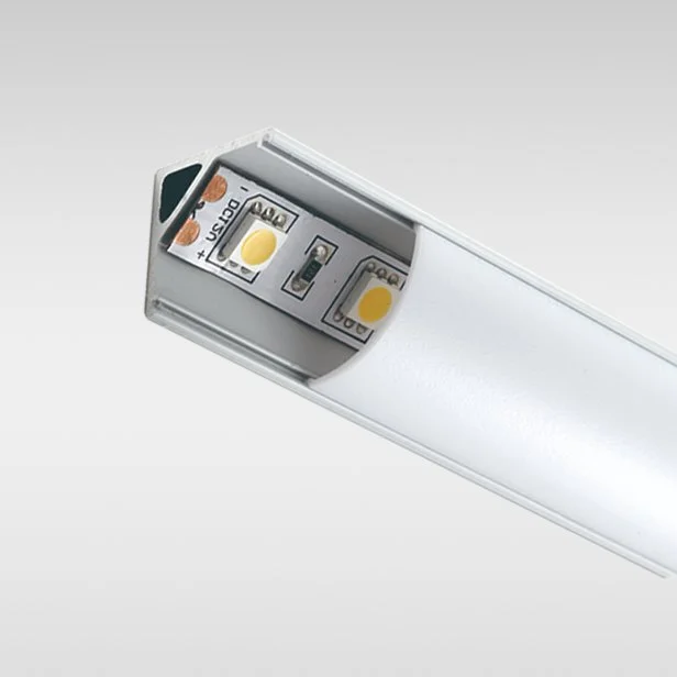 Close-up of an LED strip light's end with visible circuitry and two LED chips.