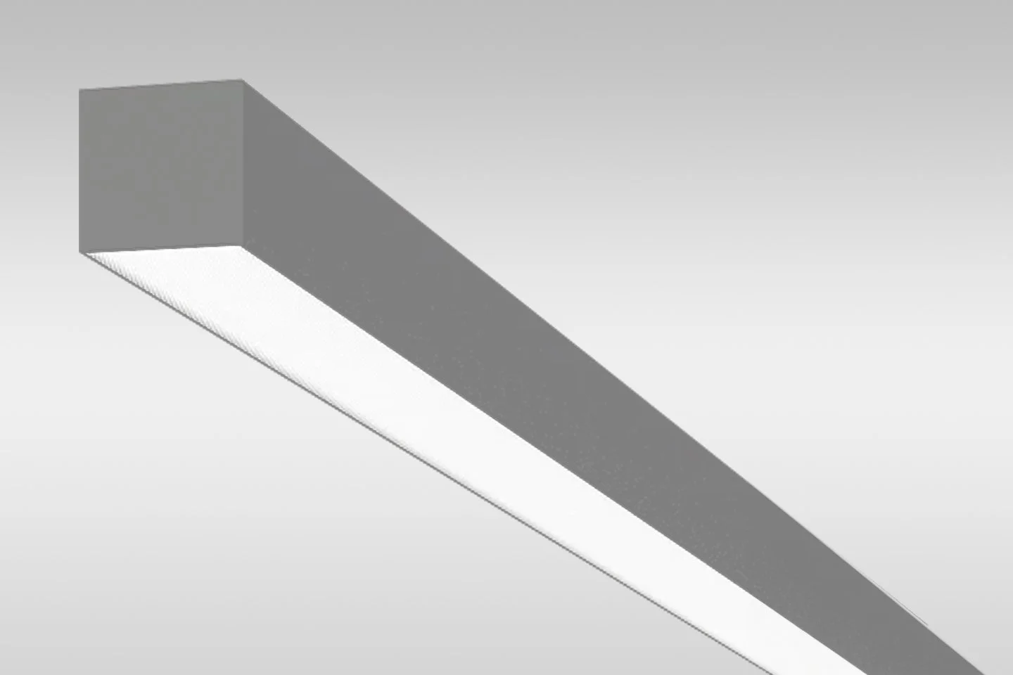 A modern rectangular ceiling light fixture with a white illuminated underside and a gray border.