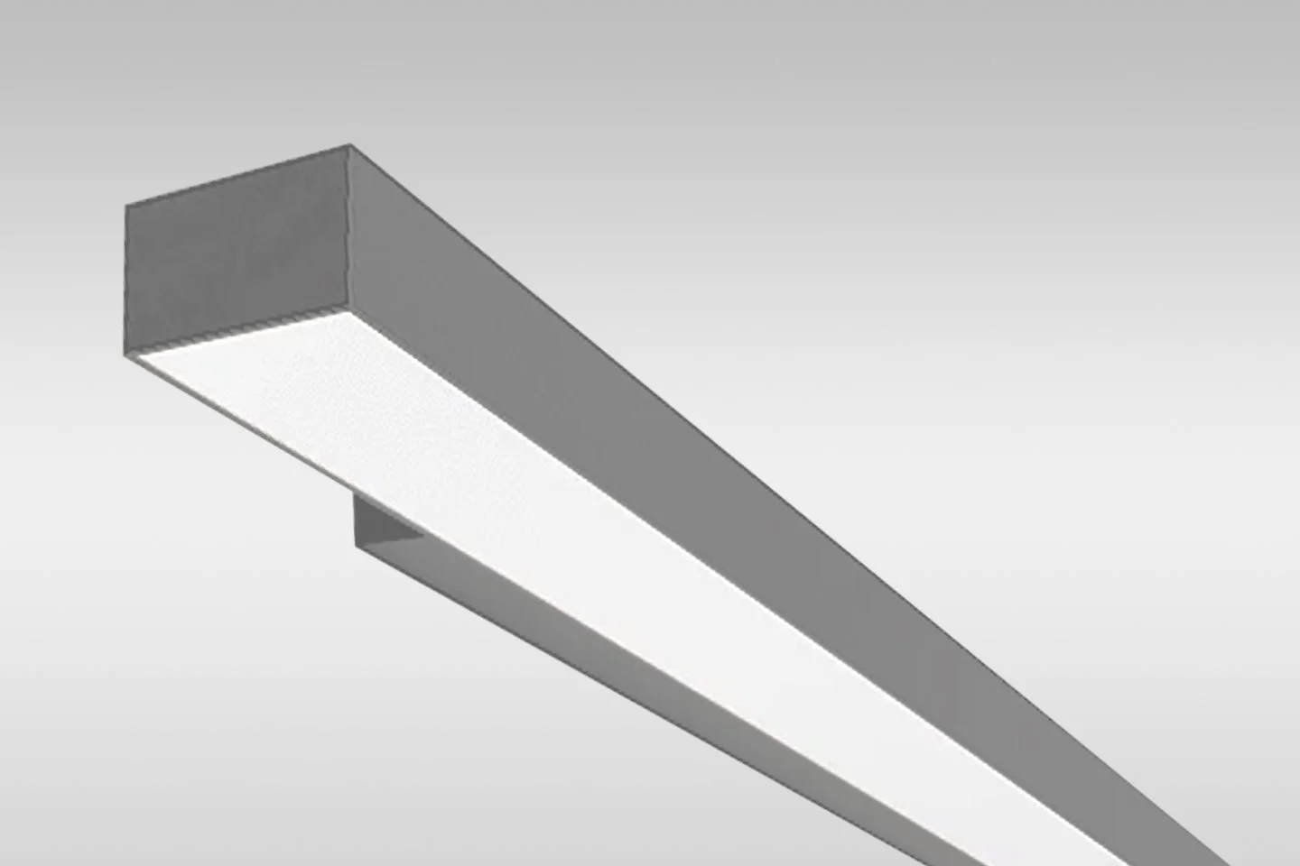 A modern, rectangular ceiling light fixture with a sleek design, mounted against a plain ceiling.