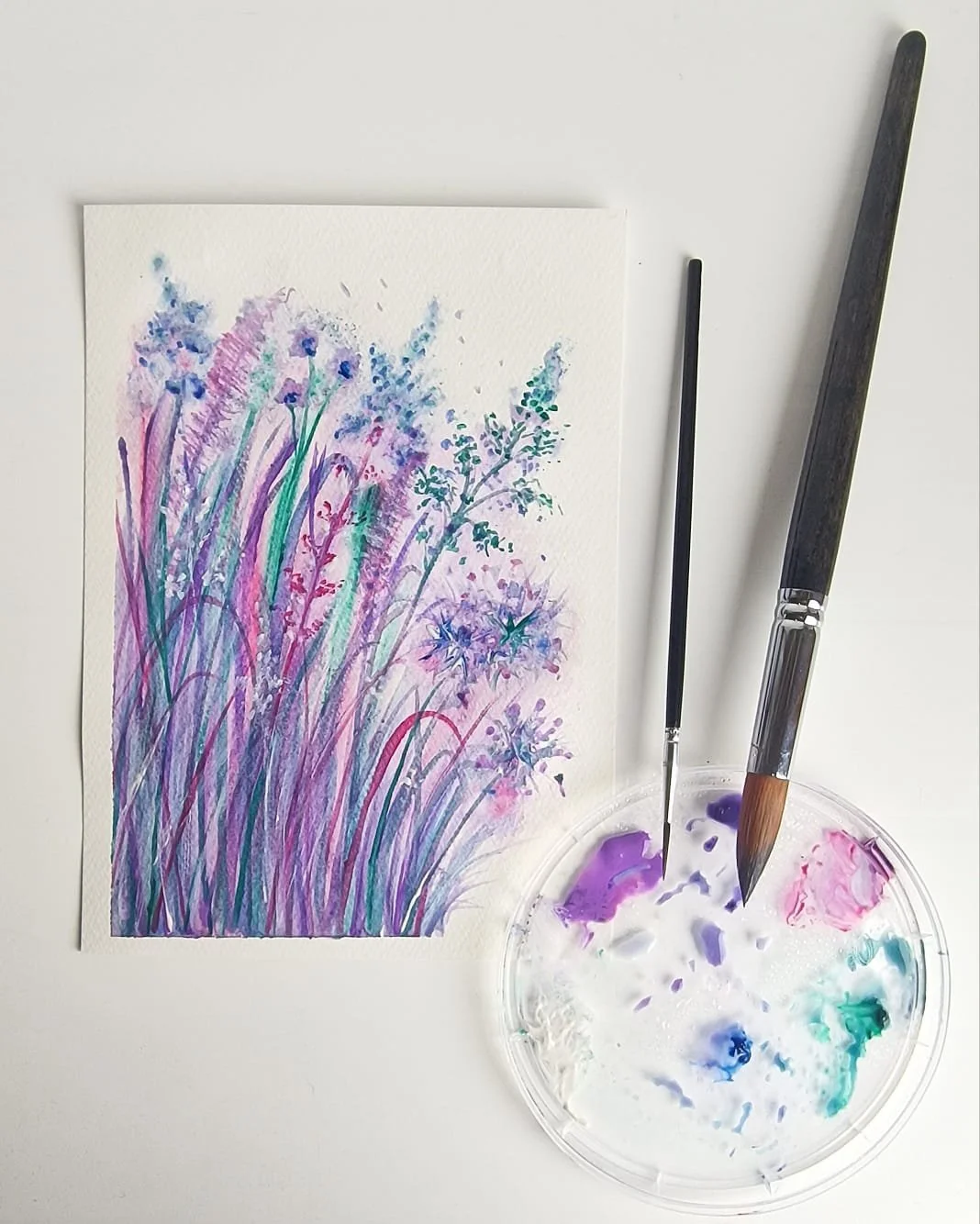 Watercolour Summer Meadow Painting