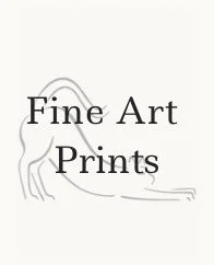 Text saying 'Fine Art Prints' with a simple outline of a reclining horse
