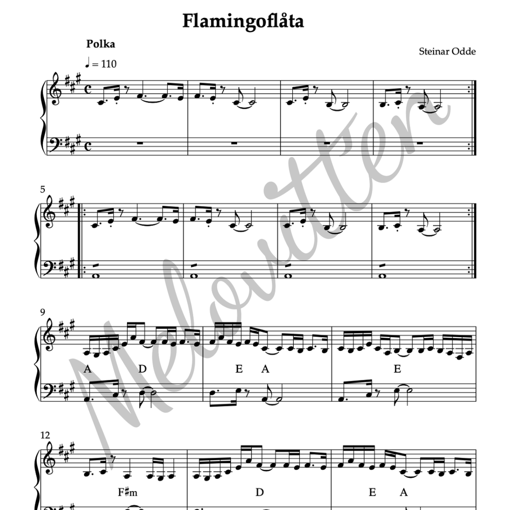 Flamingoflåta - lead sheet