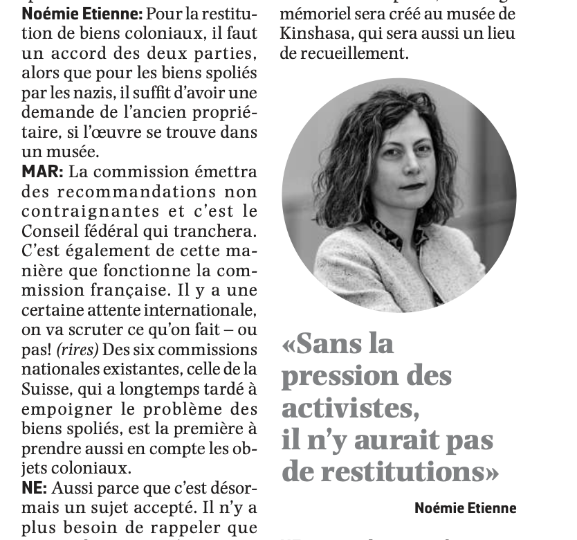 Noémie Étienne on Restitution Debates in Switzerland
