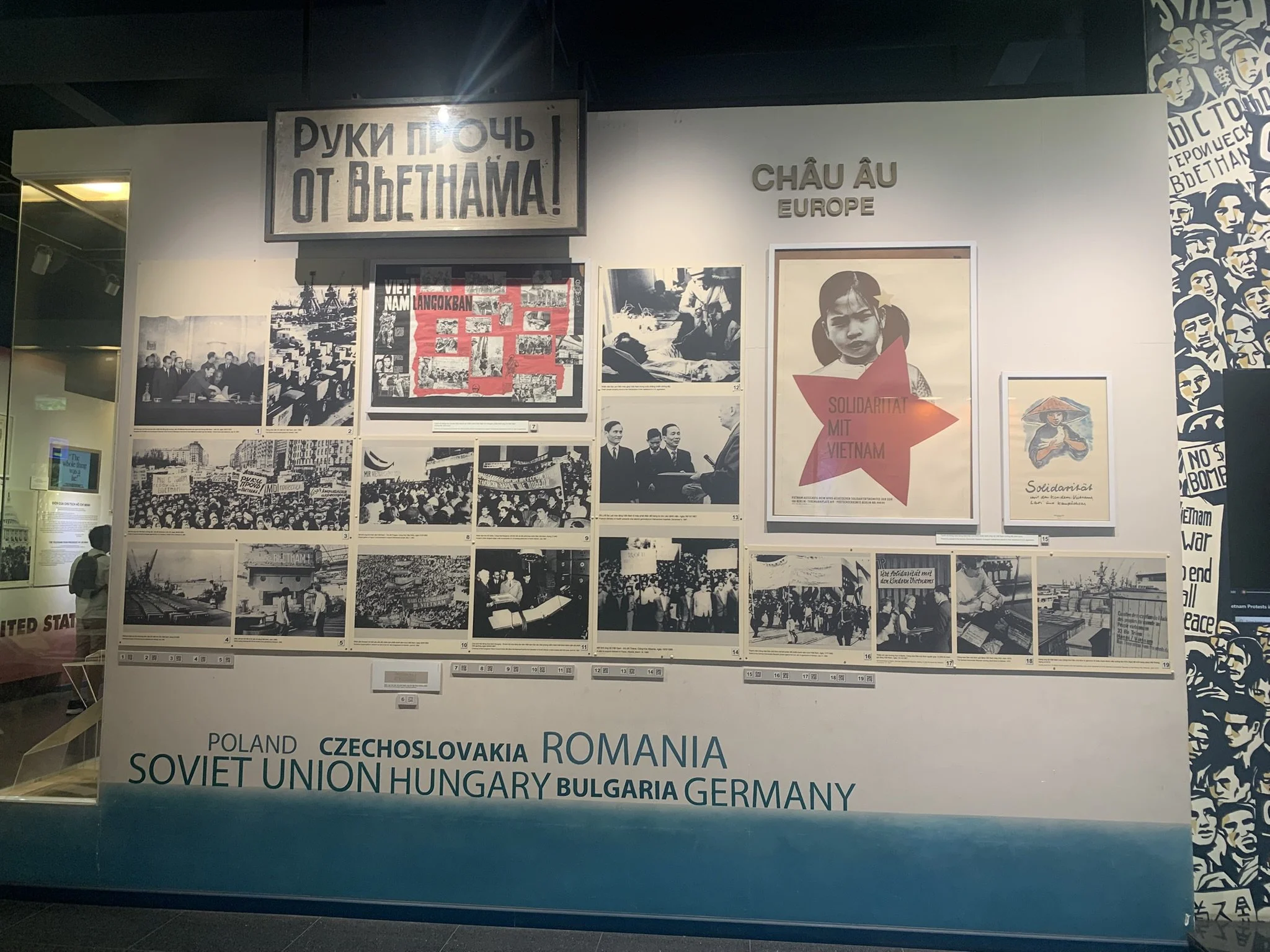 Panel on the solidarity of European socialist states with North Vietnam during the Vietnam War at the War Remnants Museum in Hồ Chí Minh City.
