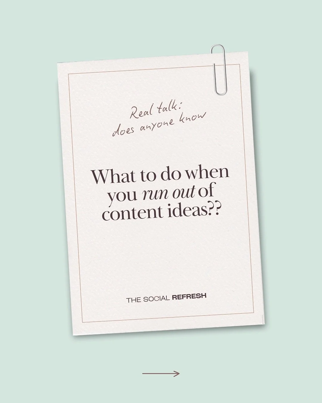 Is there such thing as reaching a dead end when it comes to creating content? 🤔

You could&rsquo;ve fooled me! But I soon realised all I needed was to look at things from another, more flexible angle.

Turns out, not every post needs to be absolutel